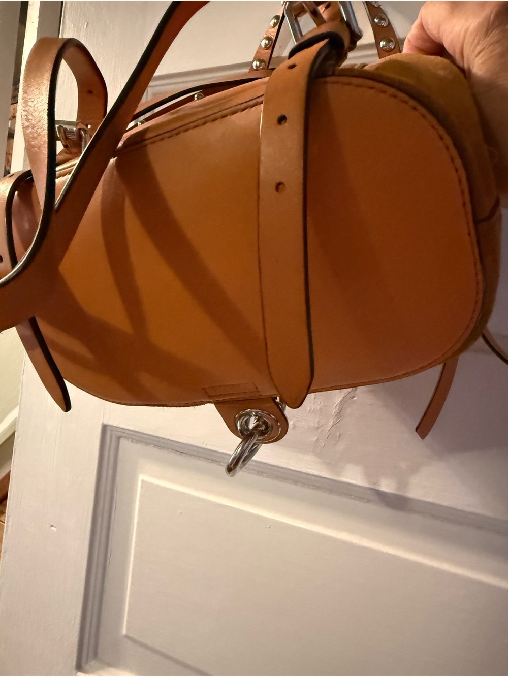 Rebecca Minkoff Orange Suede Drawstring Backpack - Picture 3 of 4